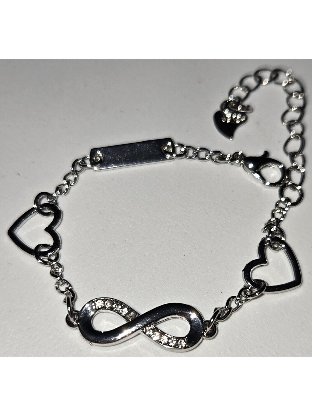 S925 Infinity Bracelet Hearts 7 Inches